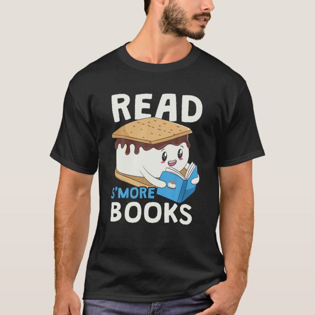 Läs s more Bokar Camping Bookworm Boy Cute Librar T Shirt (Framsida)