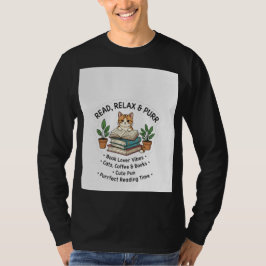 Läs, slappna av & morra kattläser T-shirt | Bokäls