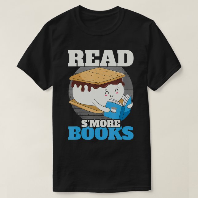 Läs Smore Bokar Camping Bookworm Boy Cute Librari T Shirt (Design framsida)