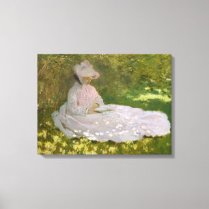 Läs- Springtime Monet för kvinna Canvastryck