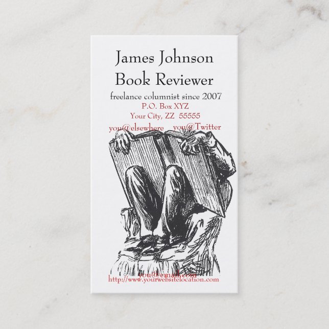 Läs- stamgästvisitkort för bokmal visitkort (Framsida)