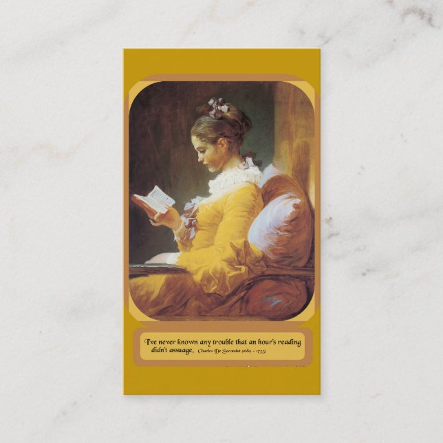 Läs- stamgästvisitkort för kvinna visitkort (Framsida)