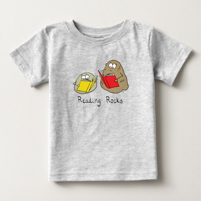 Läs Sten Funny Bok Älskare T Shirt (Framsida)