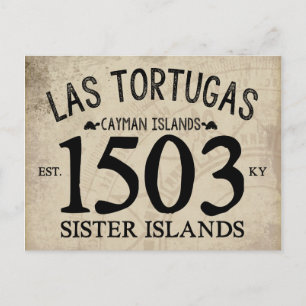 Las Tortugas Sister Islands Est. 1503 RUSTIC Vykort