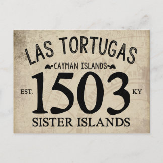 Las Tortugas Sister Islands Est. 1503 RUSTIC Vykort