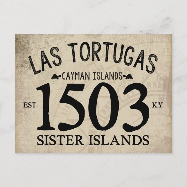 Las Tortugas Sister Islands Est. 1503 RUSTIC Vykort (Framsida)