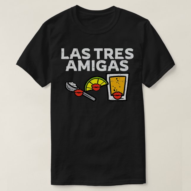Las Tres Amigas Salt Lime Tequila Cinco De Mayo Me T Shirt (Design framsida)