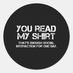 Läs Tröja Rolig Sarksatisk Introvert Humor Citat 3 Runt Klistermärke