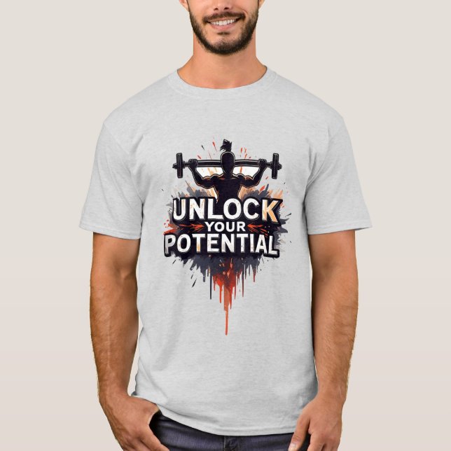 Lås Upp Din Potential: Djärv Fitness Siluett T Shirt (Framsida)