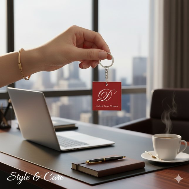 Lås Upp Dina Drömmar Anpassad Monogram Nyckelring  (Unlock Your Dreams Custom Monogram Keychain Design)
