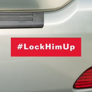 Lås upp #LockHimUp röd, vit Bumper Sticker Bildekal