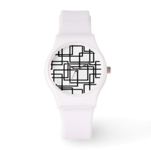 Lås upp svarta rutor konstnärlig design armbandsur
