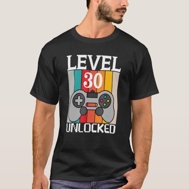 Lås upp videospel på nivå 30 30års födelsedag-barn t shirt (Framsida)