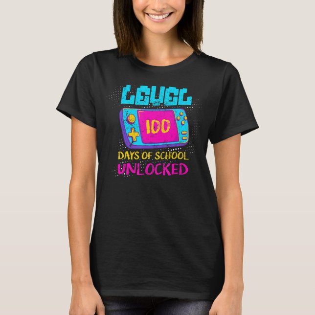 Lås upp videospelsklass på 100 dagar i skolan t shirt (Framsida)
