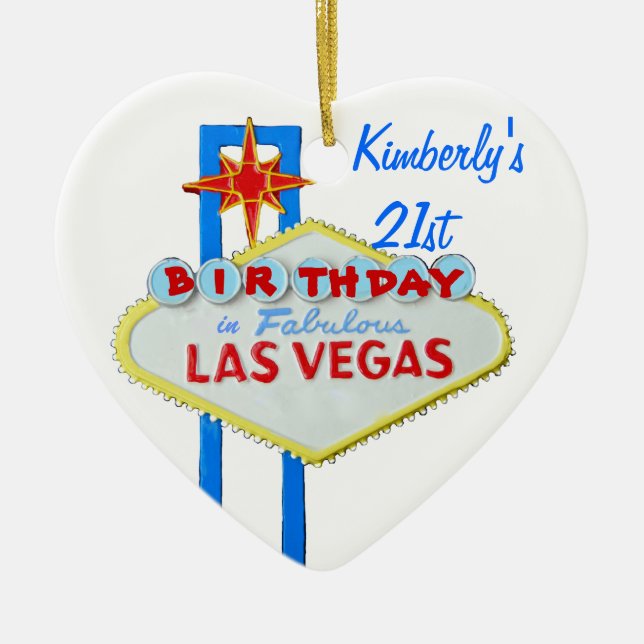 Las Vegas 20 First Birthdy Julgransprydnad Keramik (Framsidan)