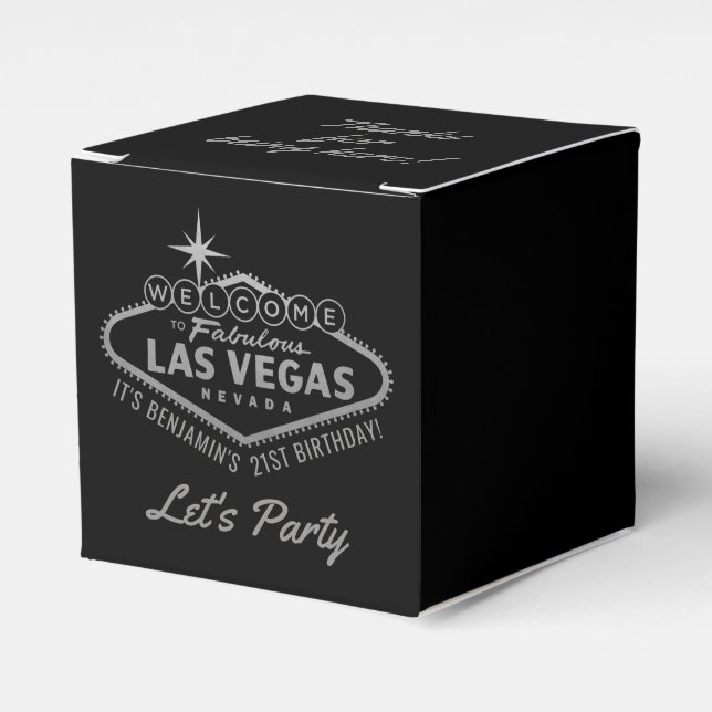 Las Vegas 21:a födelsedag Party Silver Personlig Presentaskar (Framsidan Sidan)