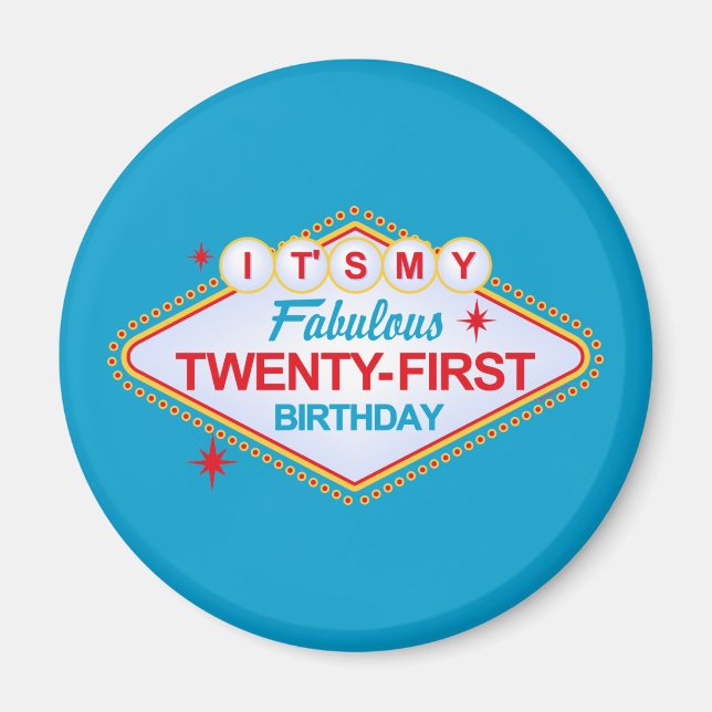 Las Vegas 21:a födelsedagen Magnet (Framsidan)