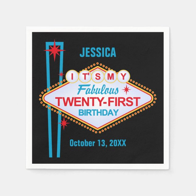 Las Vegas 21:a födelsedagen Pappersservett (Framsidan)