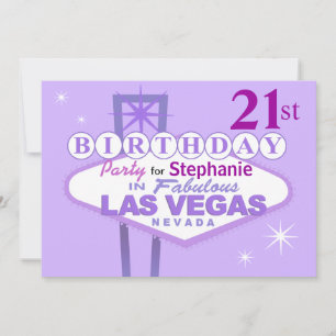 Las Vegas 21:a födelsedagen Party - lilac Inbjudningar