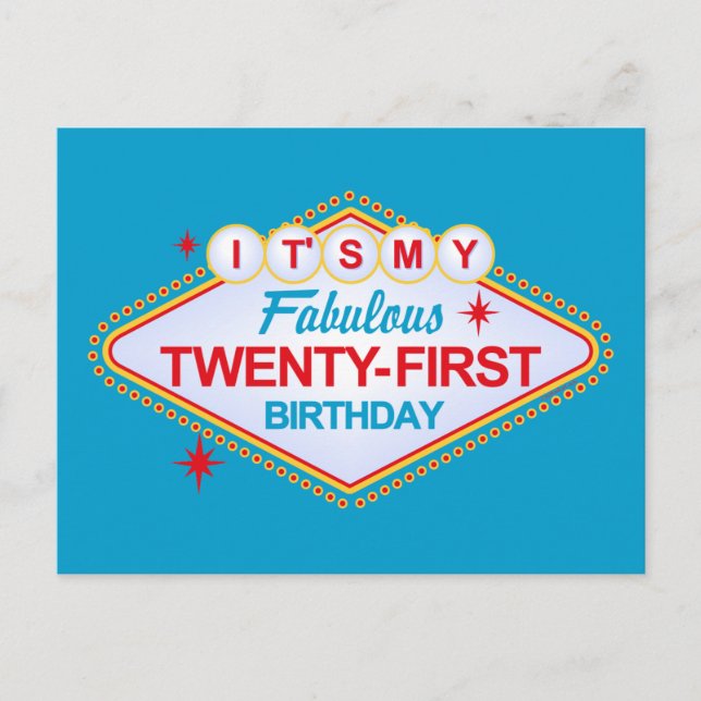 Las Vegas 21-årsdag Meddelande Vykort (Framsida)