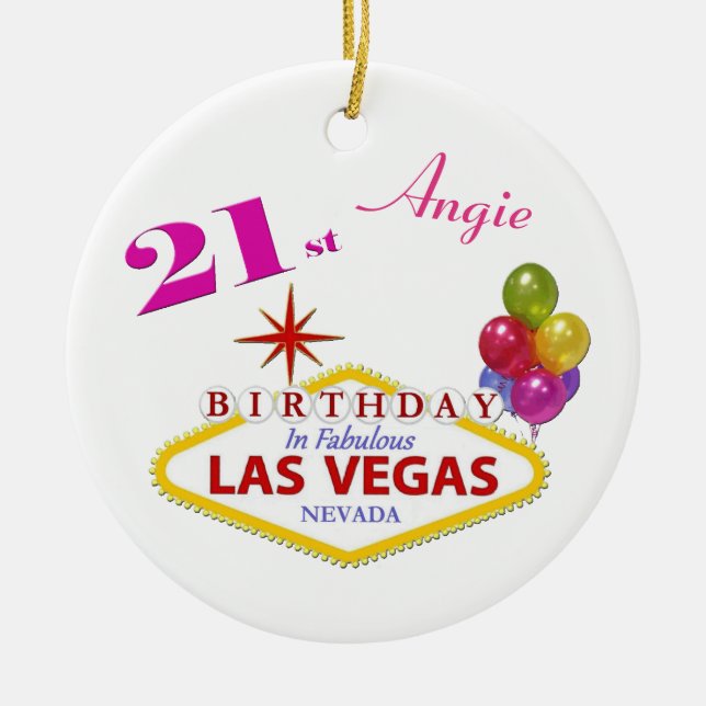 Las Vegas 21st Birthday Ceramic Ornament (Framsidan)