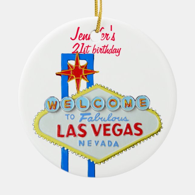 Las Vegas 21st födelsedaghänge Julgransprydnad Keramik (Framsidan)