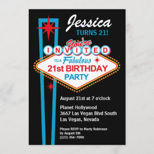 Las Vegas 21st födelsedagsfest inbjudan