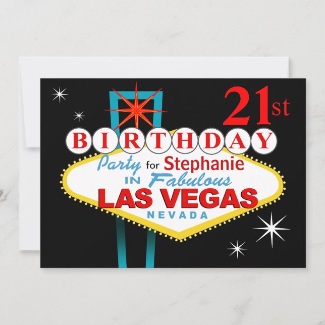 Las Vegas 21st födelsedagsfest Inbjudningar (Framsida)