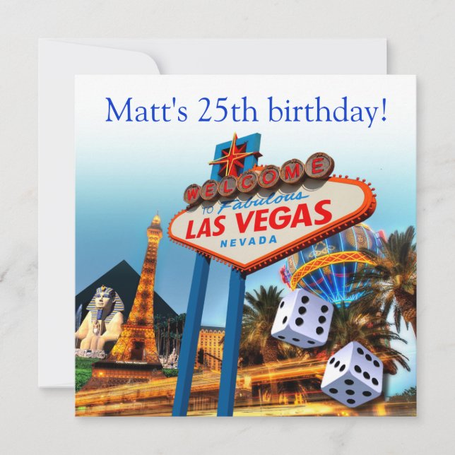 Las Vegas 25-års födelsedagsfest Inbjudningar (Framsida)