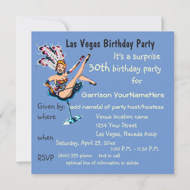 Las Vegas 30års födelsedag Party Inbjudningar (Framsida)