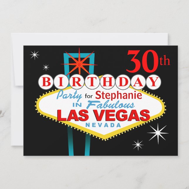 Las Vegas 30års födelsedag Party Inbjudningar (Framsida)