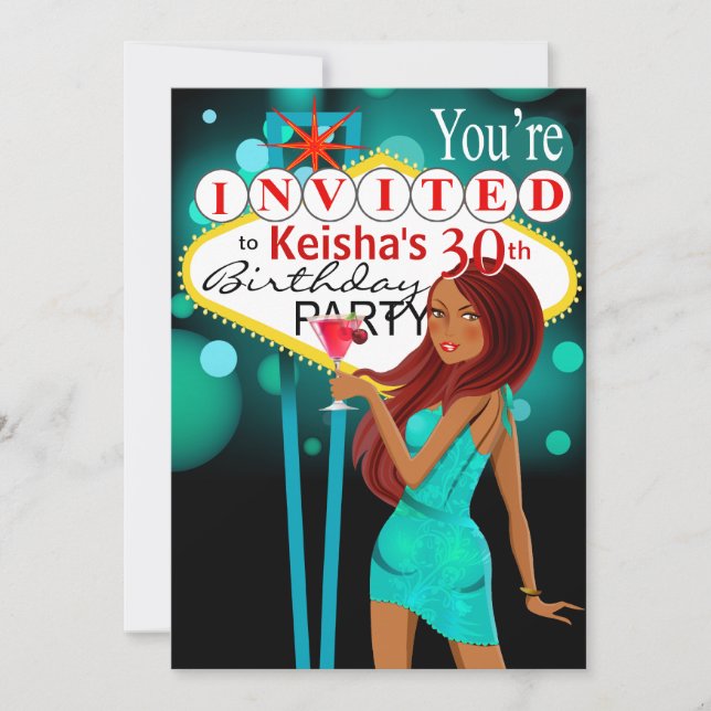 Las Vegas 30års födelsedag Party Inbjudningar (Framsida)