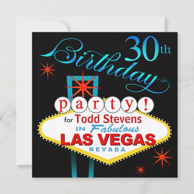 Las Vegas 30års födelsedagparty Inbjudningar (Framsida)