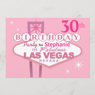 Las Vegas 30års födelsedagparty - rosa Inbjudningar