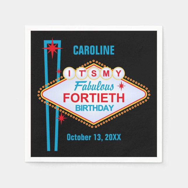 Las Vegas 40:e födelsedagen Pappersservett (Framsidan)