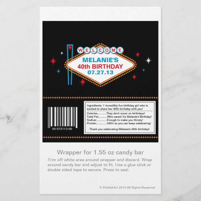 Las Vegas 40th Birthday Candy Wrapper (Framsida)