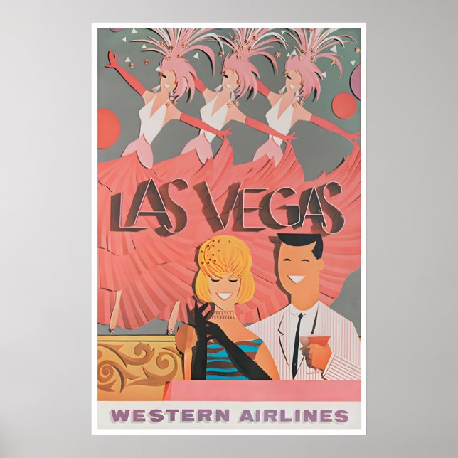 Las Vegas Affischkonst Nevada Resa Utskrift Retro Poster (Framsidan)