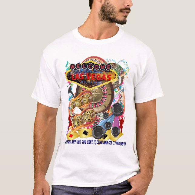 Las Vegas! Any långt önskar du att det ska komma T-shirt (Framsida)