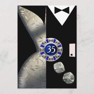 Las Vegas Art Deco-35en silver svart Inbjudningar