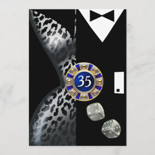 Las Vegas Art Deco Birthday Leopard kobolt silver Inbjudningar