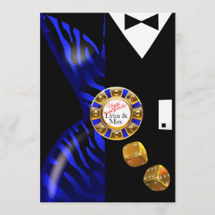 Las Vegas Art Deco Bröllopsreception koboltblå Inbjudningar