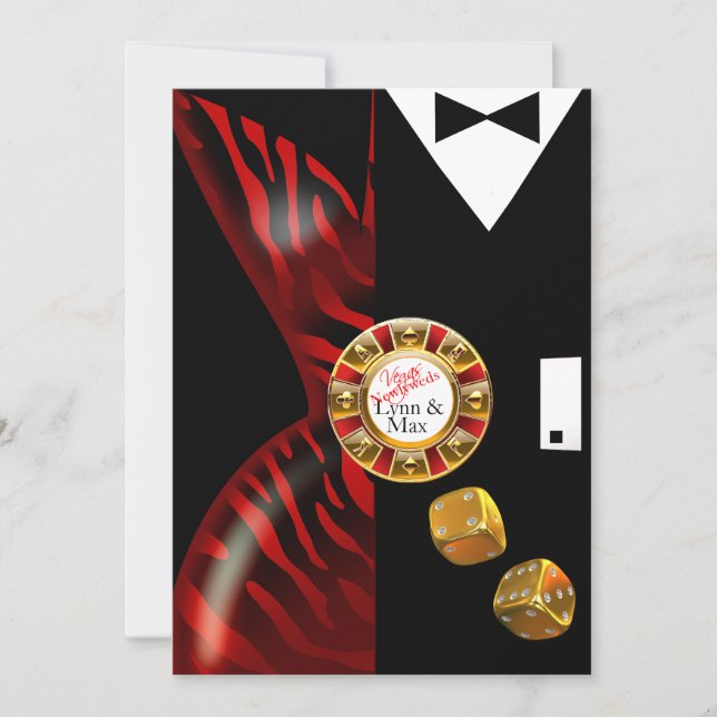 Las Vegas Art Deco Bröllopsreception | röd zebra Inbjudningar (Framsida)