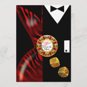 Las Vegas Art Deco Bröllopsreception röd zebra Inbjudningar