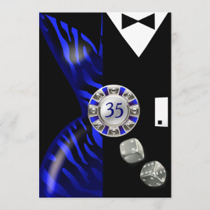 Las Vegas Art Deco-födelsedagen koboltsvart silve Inbjudningar