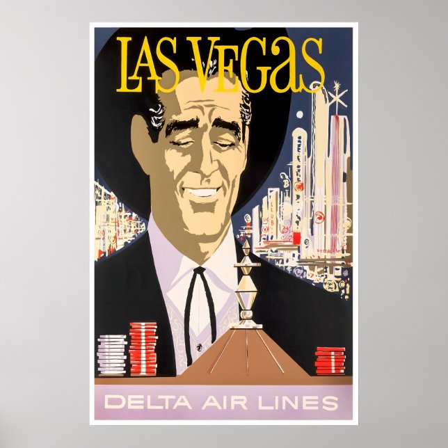 Las Vegas Art Nevada Reseskylt för Casino Tryck (Framsidan)