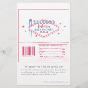 Las Vegas Baby Shower Candy Wrapper Flygblad