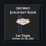 Las Vegas Bachelor Party Killar Helg Resa Magnet<br><div class="desc">Ska du till Vegas för din reklamfest? Då blir den här magneten perfektens tjänst för dig och killarna! Anpassa till valfritt namn och datum.</div>