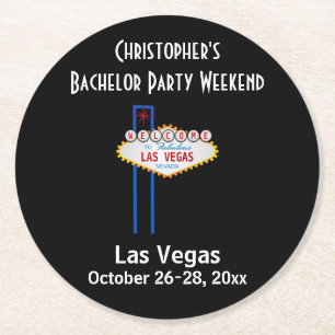 Las Vegas Bachelor Party Killar Helg Resa Underlägg Papper Rund