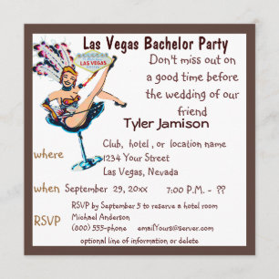 Las Vegas Bachelor Party Showgirl Inbjudningar