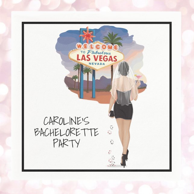 Las Vegas Bachelorette Black Hair Bride Pappersservett (Skapare uppladdad)